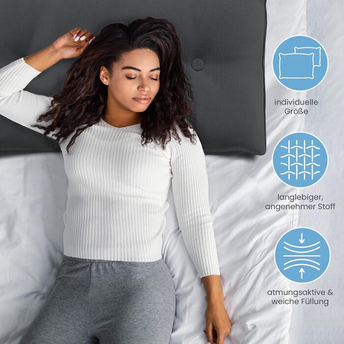 Підголовник для спини ELONEO 70 см, клиновидна подушка для ліжка та дивана, трикутна подушка для читання, знімний та пральний чохол, з практичною кишенею, антрацит, 70 см