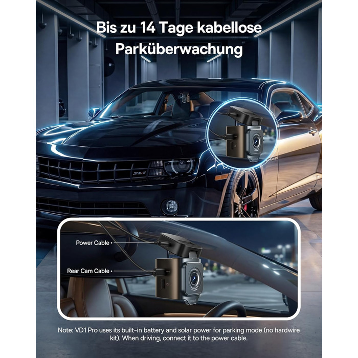 Автомобільний відеореєстратор Baseus VD1 Pro 4K+1080P з сонячною панеллю, режимом паркування, STARVIS нічним баченням, GPS, 5GHz Wi-Fi та карткою пам'яті 32GB