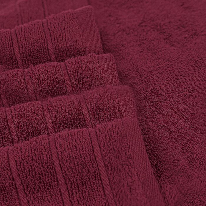 Набір рушників Tens Towels з 100% бавовни, 8 предметів: 2 великі банні рушники, 2 рушники для рук та 4 серветки, гігроскопічні та швидкосохнучі, колір бордовий