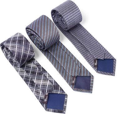 Набір краваток для чоловіків 3 шт. + 3 кишенькові хустинки | Подарунковий бокс для чоловіків | Класичний подарунок на весілля | Кольори: фіолетовий, сірий, блакитний