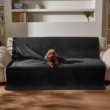 Водонепроникний килимок для собак Kritter Planet, м'який, стійкий до сечі, для дивану, ліжка, авто, меблів, XXL (229 x 203 см), (XL(203 x 152 см), чорний/чорний)