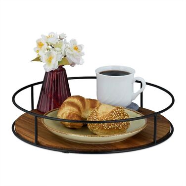 Relaxdays Round Tray with Metal Rim
