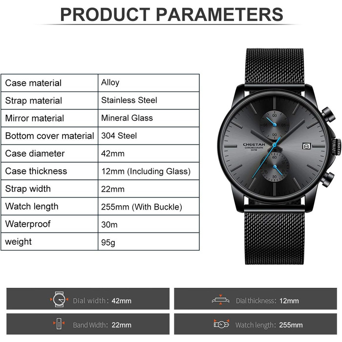 Чоловічий годинник, спортивний, модний, кварц, аналоговий, чорний міський ремінець, нержавіюча сталь, водонепроникний, хронограф, автоматичне відображення дати, синій