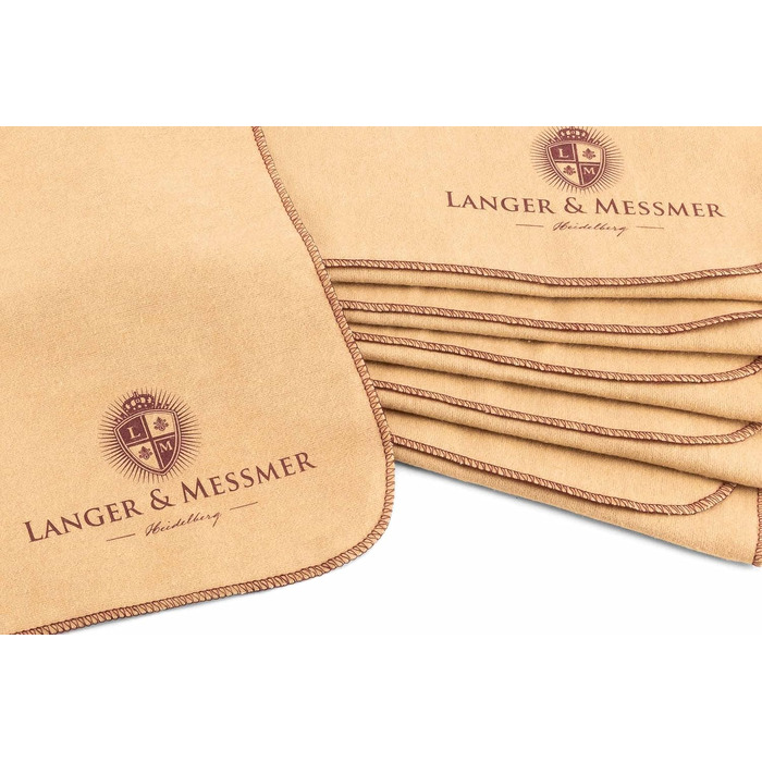 Langer & Messmer Polishing Cloths for Smooth Leather made of 100% Cotton in a Practical Set - The shoe cloth for professional shoe care ( | Beige) (6-piece set, Beige)