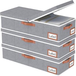 Yawinhe 2 Pack Under Bed Storage Drawers, Storage Box with Lid, Foldable Storage Bag with Carrying Handles, for Bedding, Blankets, Clothes, 60x30x15cm, (60x30x15cm/3-Pack, Grey)