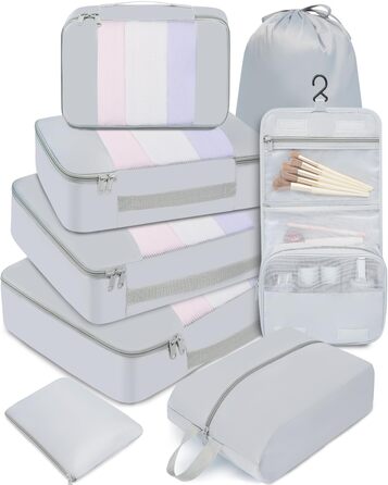 Органайзери для подорожей BAGAIL, набір 10 шт. різних розмірів, Matcha-Grün (зелений матча)