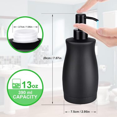 Дозатор мила для кухні та ванної кімнати з нержавіючої сталі, 390 мл, чорний