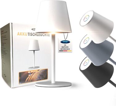 LED настільна лампа LUNA-80-W з акумулятором, диммування, сенсорне керування, 7 кольорів, регулювання висоти