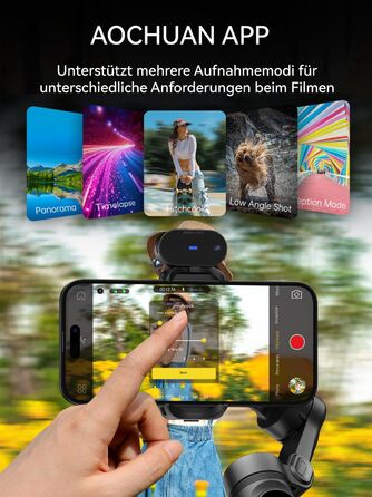Стабілізатор для смартфона AOCHUAN з 3 осями, RGB-підсвічуванням, трекінгом обличчя та регулюванням фокусу. Підходить для iPhone/Android. Ідеально для зйомки Vlog (Smart XE AI)