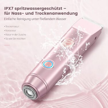 Епілятор для жінок 2-в-1 з тримером для бікіні, ніг, тіла. Вологостійкий, USB-C, рожеве золото