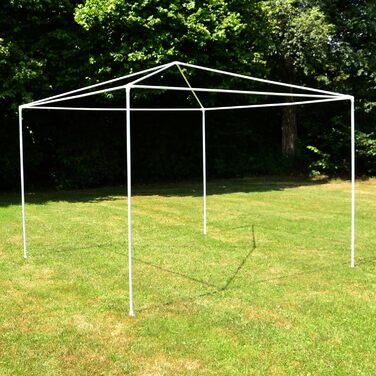 Garden pavilion, 3 x 3 m, waterproof, including 2 side walls each with 3 windows, pegs, guy ropes, corner connectors, material PE tarpaulin 110 g/m², painted metal frame, plug-in system, blue-white