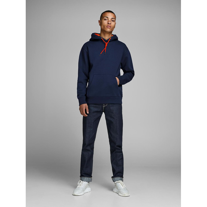 Чоловічий худі з капюшоном JACK & JONES RDD Logo, темно-синій (Navy Blazer), розмір S