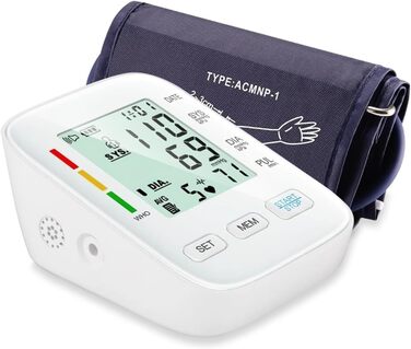 Тонометр на плече Oryzom з визначенням аритмії, 240 місць пам'яті та голосовим виводом – переможець тесту 2025 року, білий