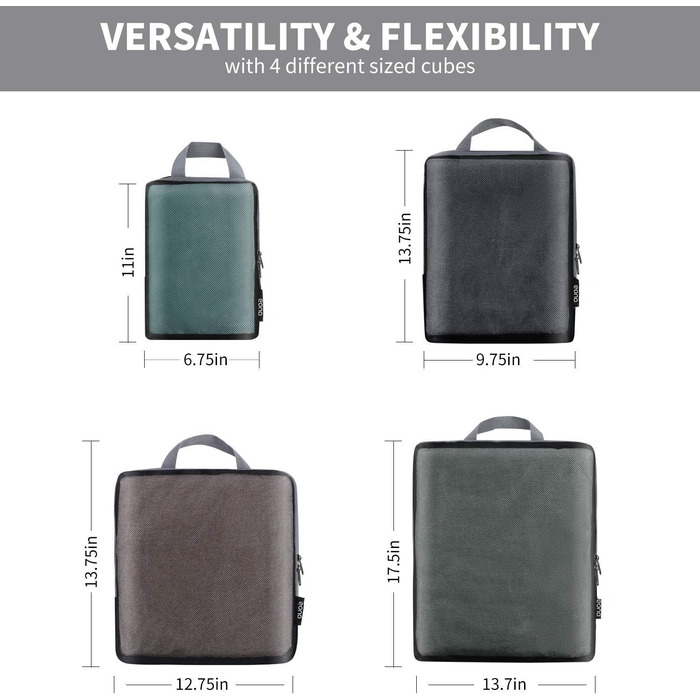Органайзери для подорожей Eono by Amazon (4 шт.): компресійні куби для пакування валіз та рюкзаків