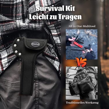 Мультитул 16 в 1 для чоловіків: інструмент для кемпінгу, виживання, подарунок на День батька (червоний)