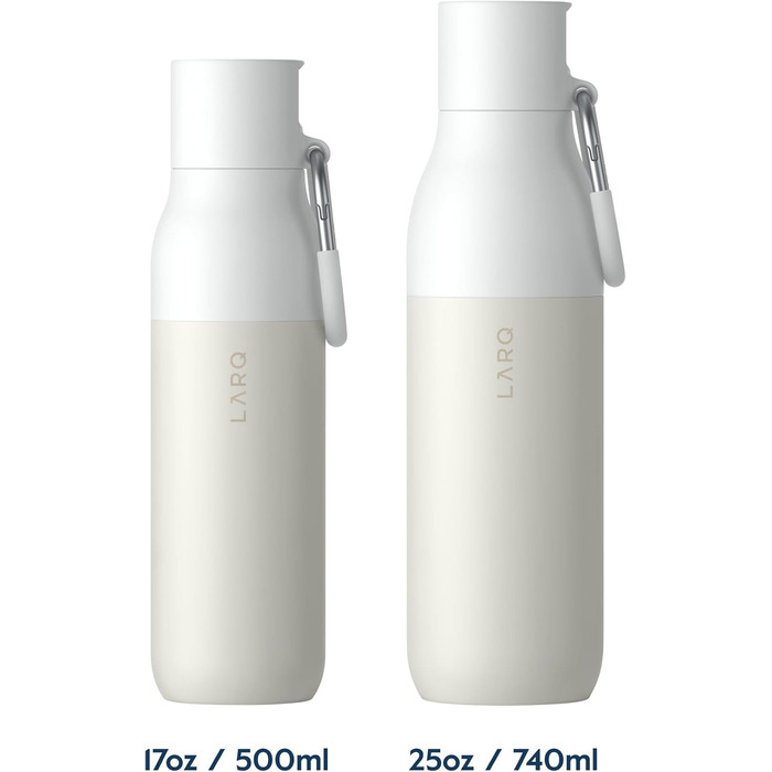 LARQ Bottle Flip Top 500ml - Insulated Stainless Steel Water Bottle with Straw | Reusable Water Bottle for Sports, Gym, and Travel | Keeps Drinks Cold, (740 ml, Granite White)