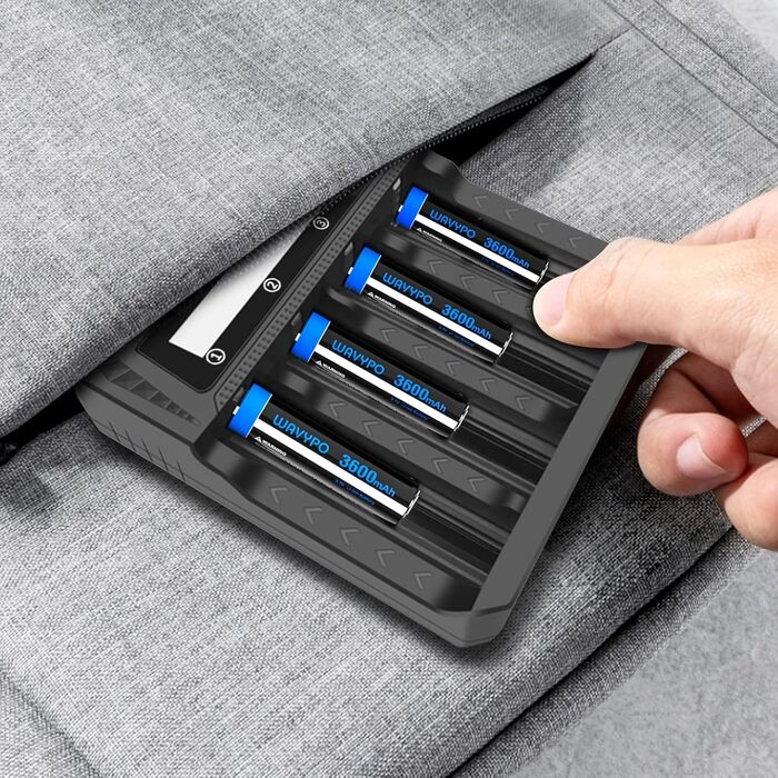 Зарядний пристрій для акумуляторів 18650 з LCD дисплеєм, 12 слотів, універсальний, підходить для 26650, 16340, 14500, 18350, 18500 AA AAA (тільки зарядний пристрій)