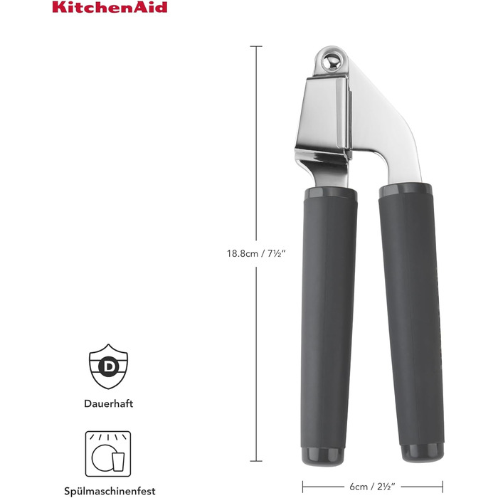 KitchenAid Softgrip Прес для часнику з м'якою ручкою - сірий, колір вугілля