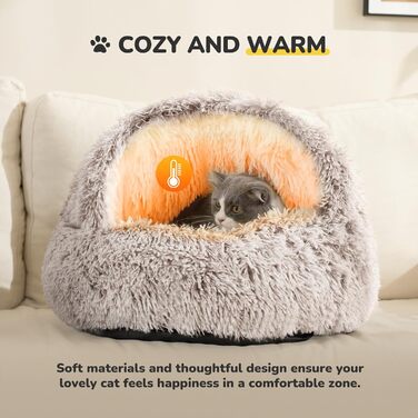CATISM Cat Bed Washable Cat Sleeping Place for Cats Plush Pet Cat Head Pillow Cat Cushion Fluffy Kitten Puppy Snuggle Bed Pet Bed (Coffee Brown)