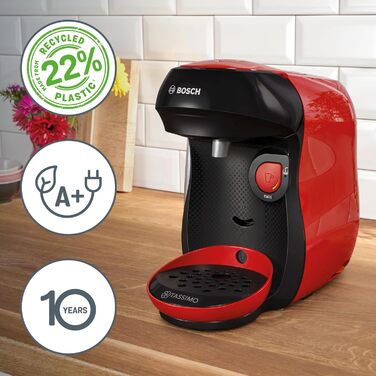 Кавомашина Tassimo Happy TAS1002N від Bosch: 70 напоїв, автоматична, для будь-яких чашок, компактна, 1400 Вт, колір антрацит