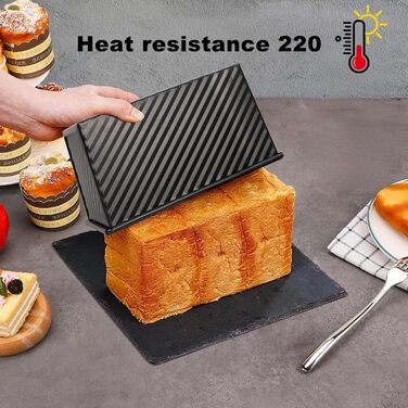 Форма для випічки хліба Toastbrot (2 шт) з кришкою, карбонсталь, чорний та рожевозолотий, для хліба, кексів та випічки