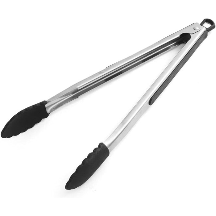 Farberware 5216358 Professional Stainless Steel Kitchen Tongs with Heat-Resistant Nylon, Locking, and Silicone Tips