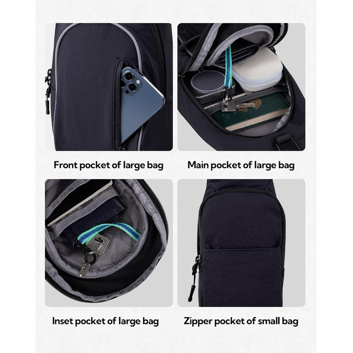 Чоловіча/Жіноча сумка через плече Waterfly - Messenger Bag Crossbody для спорту, подорожей, велоїзди та туризму (Чорна)