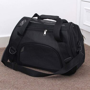 Транспортна сумка для котів та собак Levoberg: комфортна, для подорожей, 47x30x23 см, чорна