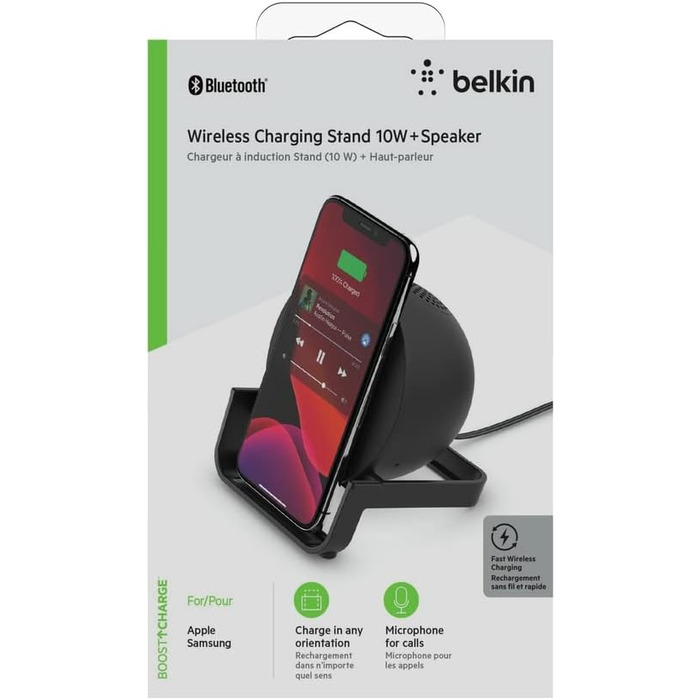 Belkin SoundForm Charge: Bluetooth-динамік з бездротовим зарядним пристроєм (Чорний)