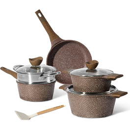 Набір каструль та сковорідок JUST PERFECTO з нержавіючої сталі (21 предмет) - індукційне покриття, без PTFE та PFOA, зелений