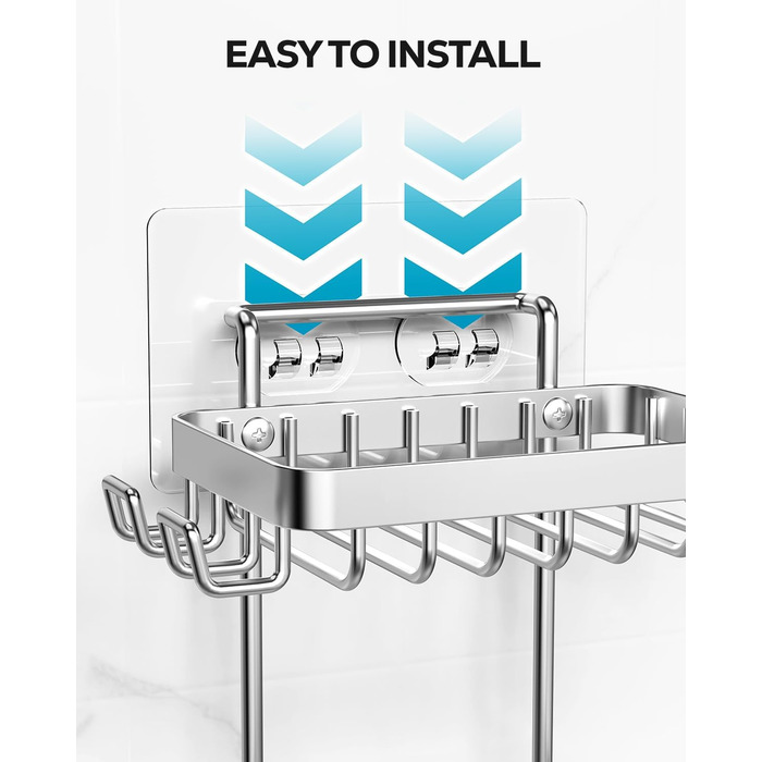 Підставка для мила Nieifi з двома ярусами та зливом, нержавіюча сталь, без свердління, для душової кабіни та ванної кімнати (срібляста)