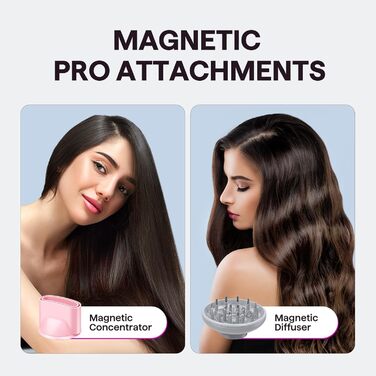 Фен Wavytalk TURBLOW PRO з дифузором: швидке сушіння, 110 000 обертів/хв, іонізація, гладкість, рожевий