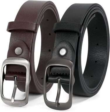 Жіночі шкіряні ремені LEACOOLKEY з пряжкою, 2 шт. - для джинсів та штанів, розміри XXL (117-127 см) та XL (107-117 см)