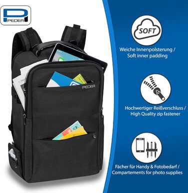 Плечовий рюкзак Pedea Noble для чоловіків та жінок, антрацитовий колір