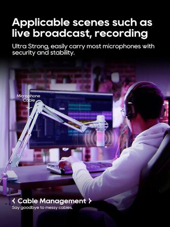 Кріплення для мікрофона на настільний стіл, 40 см, для HyperX QuadCast, Blue Yeti, 360° оберт, з адаптером 3/8' - 5/8'