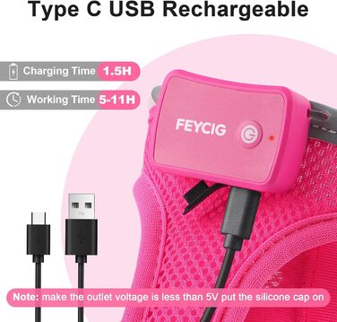 Світлодіодне шлейка для собак з підзарядкою - світлотехнічна та світловідбиваюча для цуценят, собак середніх розмірів, нагрудна шлейка, дихаюча шлейка (рожева, L)