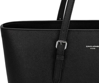 Сумка жіноча David Jones Shopper Tote Bag PU шкіра A4 для ноутбука, роботи, навчання, подорожей - чорна