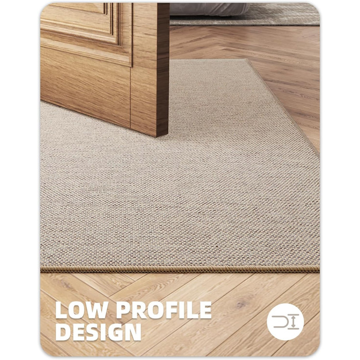 Килимок кухонний неслизький, 61x183 см, тканинний з гумовою основою, бежевий | COLOR&GEOMETRY