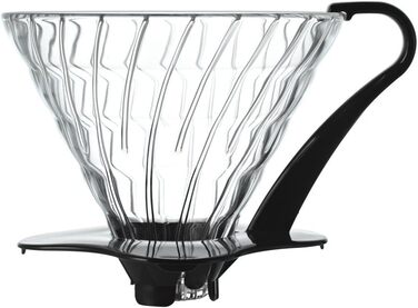 Скляний кавовий дрипер HARIO V60 03, прозорий, чорний