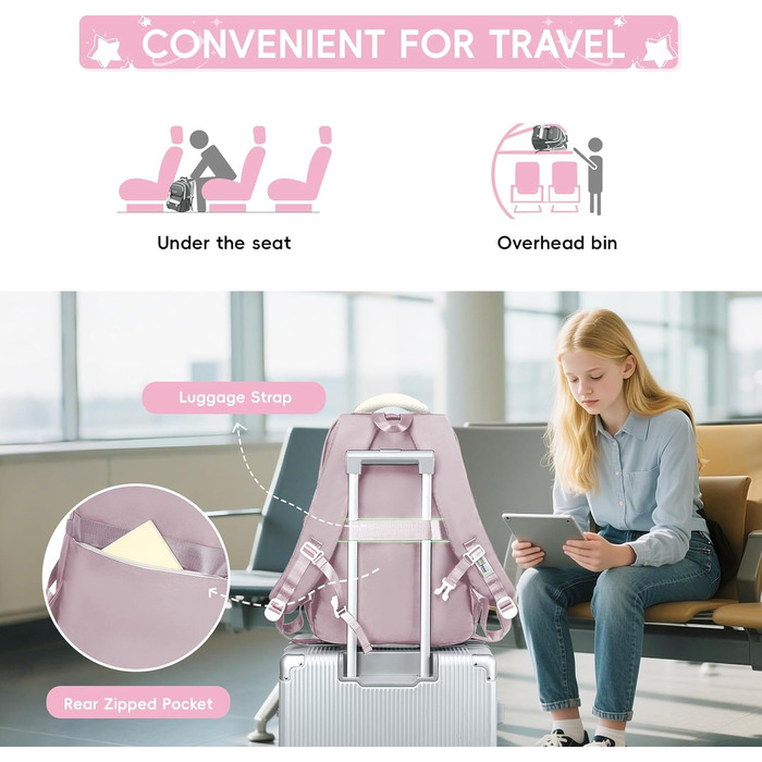 Шкільний рюкзак Tanou для підлітків, дівчаток, 4-12 клас. Великий, водонепроникний, для школи, середньої та вищої освіти (фіолетовий)