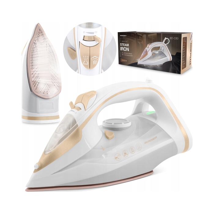 Парова праска BERDSEN BD-330, 3000 Вт, керамічне покриття, з функцією вертикального прасування, потужна