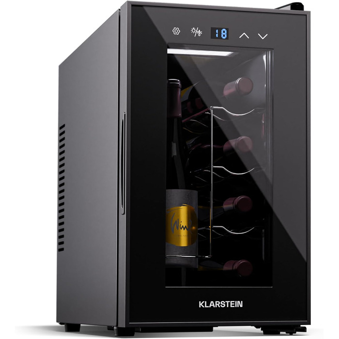 Витримайте вино з комфортом: Витримайте вино Klarstein Reserva Slim Uno - винний холодильник з LED-підсвіткою та UV-захистом