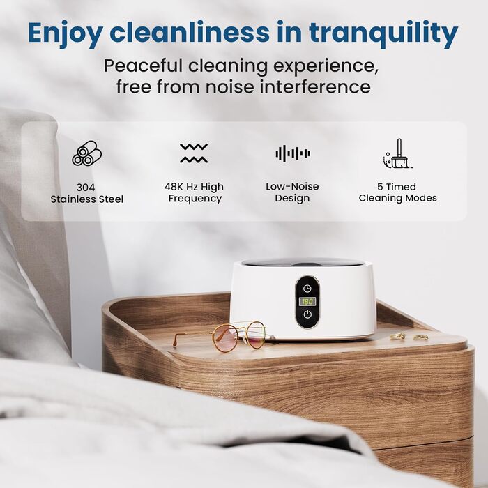 Ультразвукова мийка KECOOLKE для ювелірних виробів, окулярів та монет - Sonic Cleaner з цифровим таймером (кремовий)