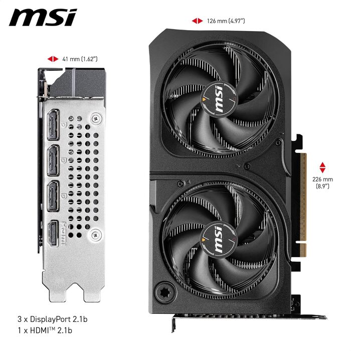Відеокарта MSI GeForce RTX 5060 Ti Ventus 16G Shadow 2X OC Plus 8 ГБ GDDR7, PCIe 5.0