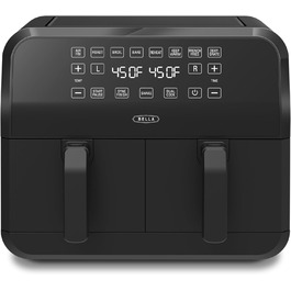 Фритюрниця аерофритюрниця Bella 8L з двома кошиками, сенсорним екраном, 8 функціями, регулюванням температури, таймером, антипригарним покриттям, 1700W, чорна