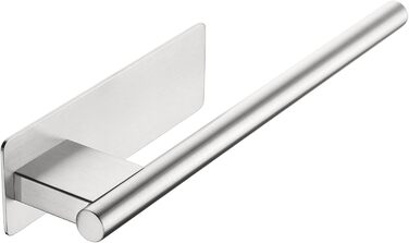 Тримач для рушників без свердління, на клейкій основі, 28 см, нержавіюча сталь, срібляний, односторонній