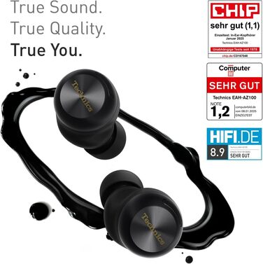 Technics EAH-AZ100E-S Бездротові навушники з активним шумозаглушенням, 10 мм драйвер, Multipoint Bluetooth, Voice Focus AI, комфортні, сріблясті