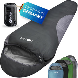 Сплячий мішок Explorer® Light 600 - ультралегкий літній спальний мішок для кемпінгу та трекінгу. Температурний режим: -2°C до +14°C. Вага наповнювача: 700g. Розміри: 210x75x50cm. Колір: сірий.