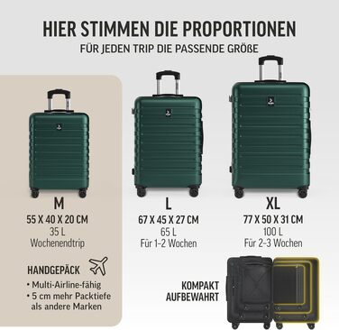 Набір дорожніх валіз Deuba TRAVEL з жорстким корпусом, 3 предмети, темно-зелений