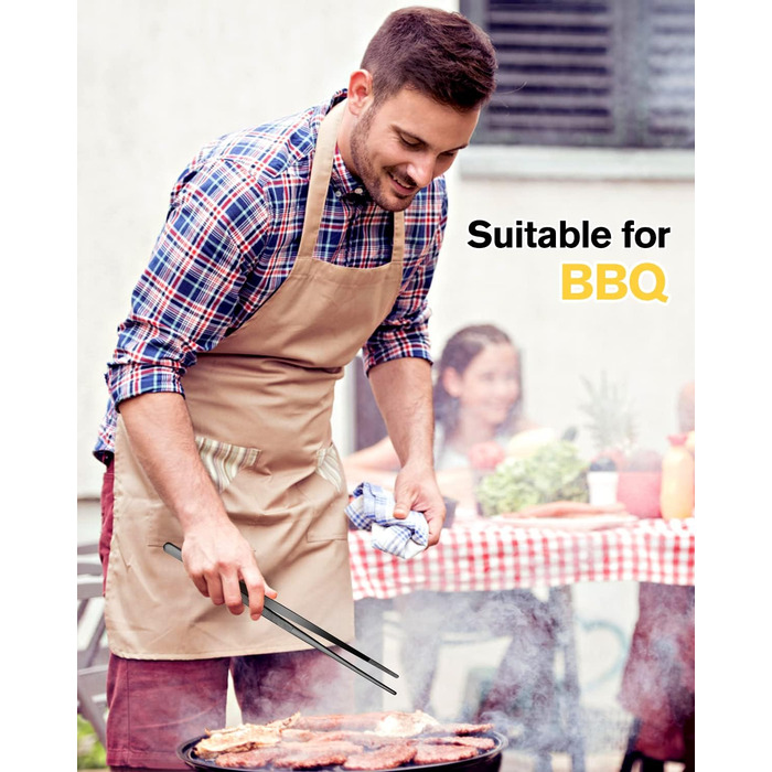 Набір кухонних пінцетів 10 дюймів, професійний, нержавіюча сталь, чорний. Для приготування, декорування та BBQ